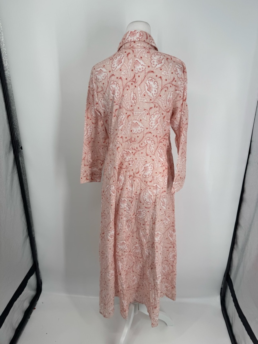 Women's Pink Paisley Midi Shirt Dress - Picture 7 of 10